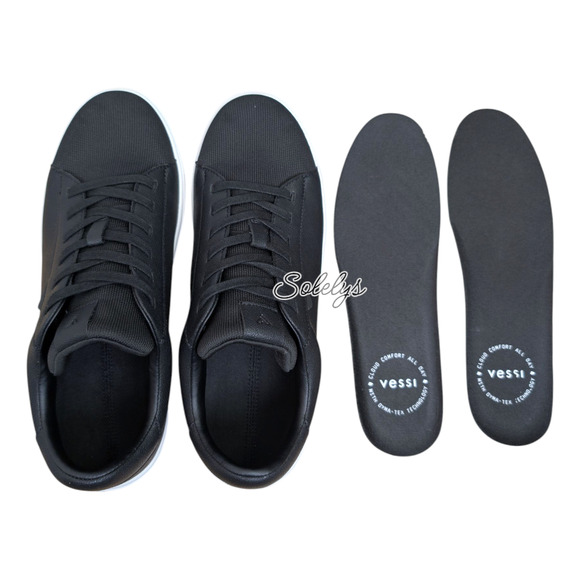 Vessi Soho Womens 9 Black White Low Top Waterproof Vegan Leather Casual Sneaker - Picture 8 of 12